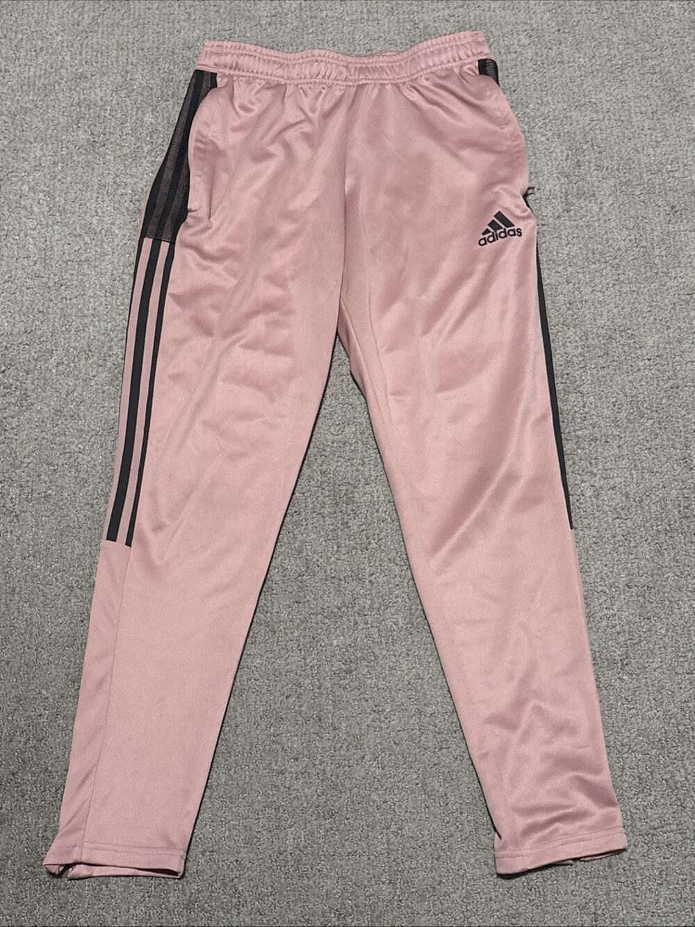 adidas Men's Tiro 21 Track Pants Pink Strata Ambient Blush Black Stripes Size M
